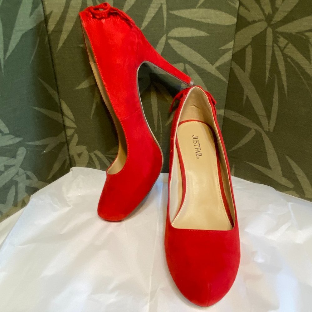 Lk New ~ Just Fab Red "Andie" 4 " Stiletto heels-sz 10 - Picture 2 of 11